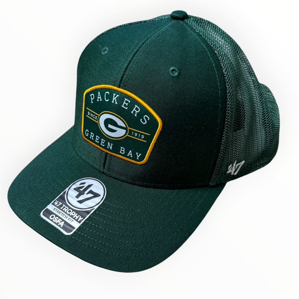 47 Brand Trucker Cap Mens OSFA Green New Packers Snapback Mesh Hat